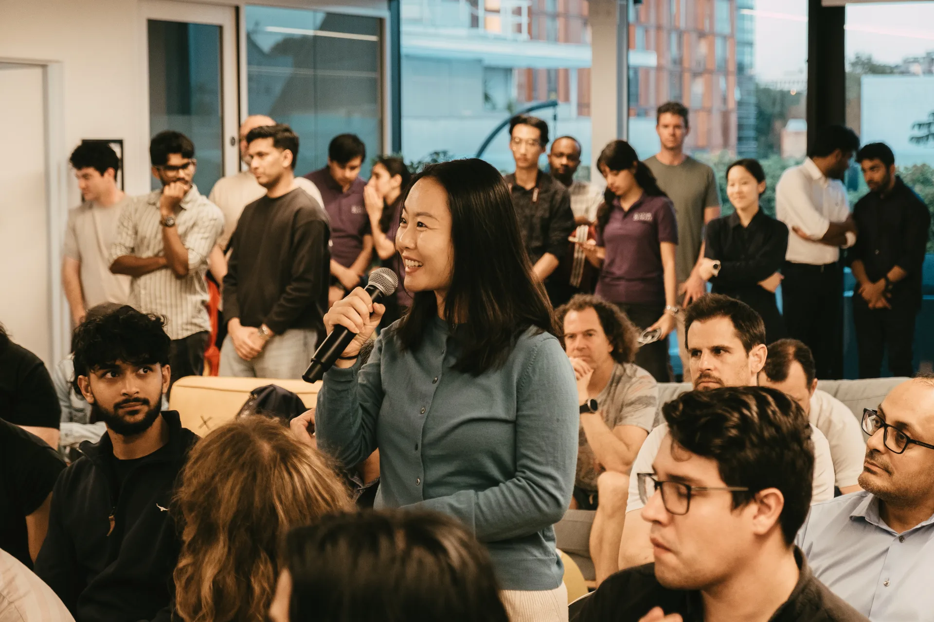 Candid venue interaction during event coverage